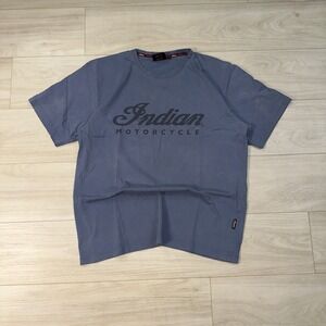 Indian Motorcycle Men's Shirt Size XL Blue Faded Worn Biker 90s Retro